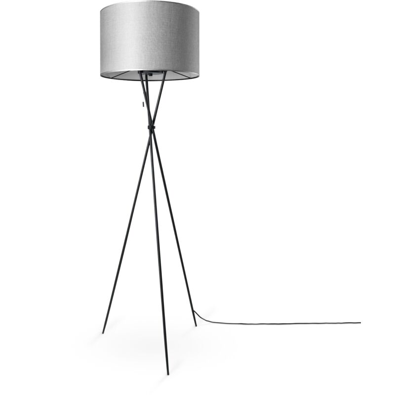 foto del prodotto paco home lampada da terra soggiorno paralume stoffa da tavolo tessuto e27 da notte grigio 45,5 cm , lampada da terra nero tipo 1