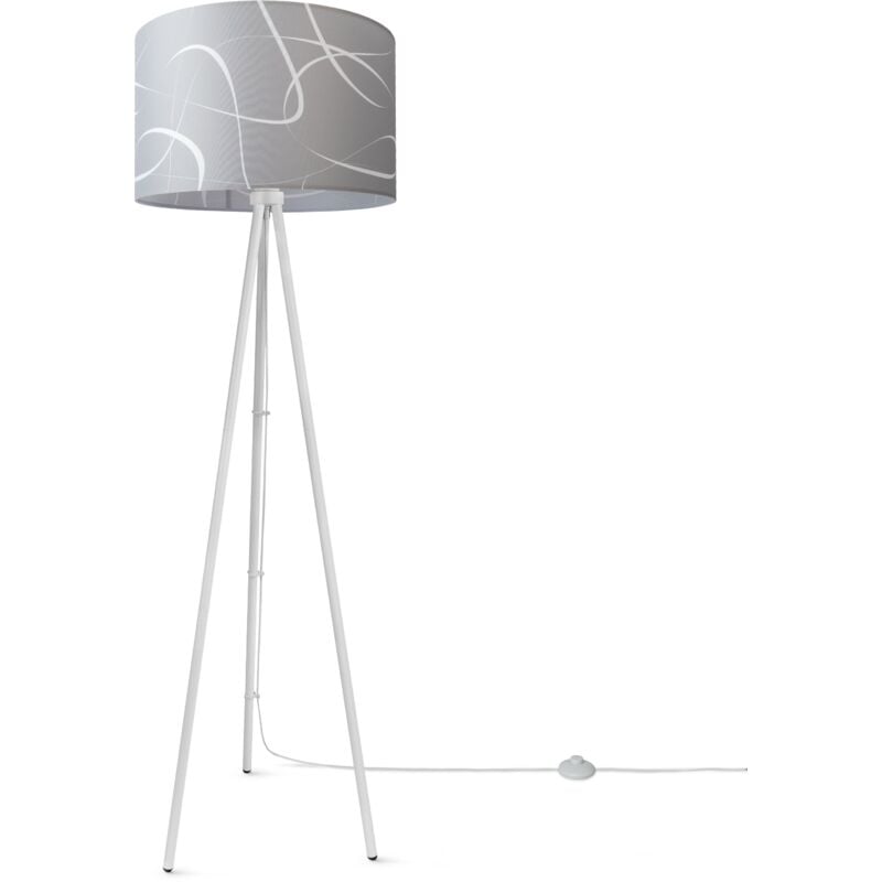 foto del prodotto paco home lampada da terra soggiorno paralume tessuto lampada da lettura astratta vintage design 4 45,5 cm , lampada da terra a treppiede bianca