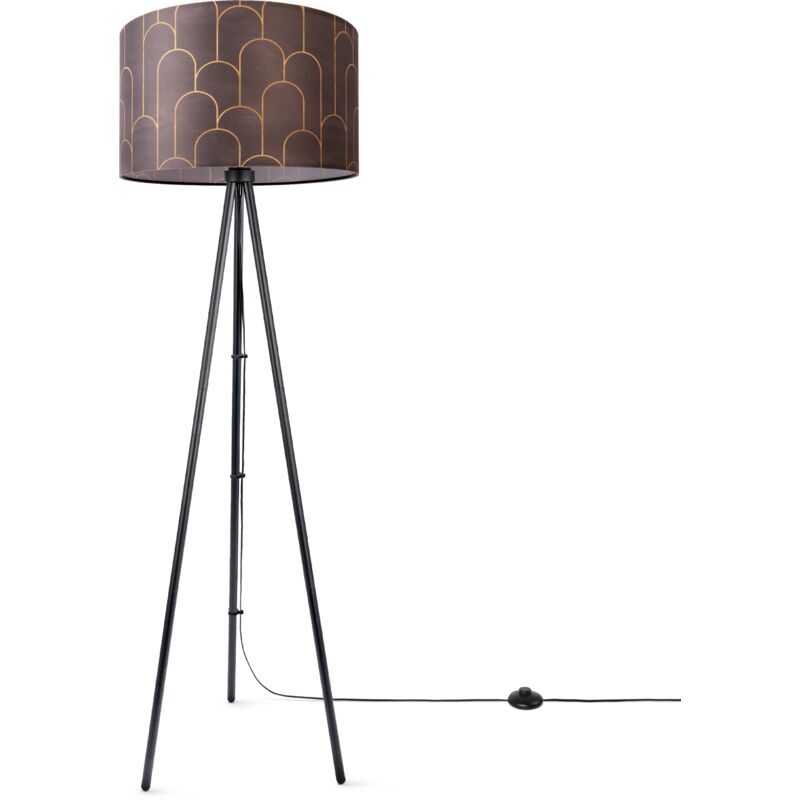 foto del prodotto paco home lampada da terra soggiorno paralume tessuto lampada da lettura astratta vintage design 5 45,5 cm , lampada da terra a treppiede nero