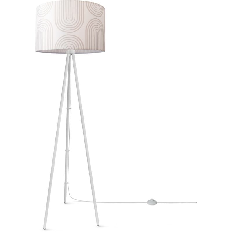 foto del prodotto paco home lampada da terra soggiorno paralume tessuto lampada da lettura astratta vintage design 6 45,5 cm , lampada da terra a treppiede bianca