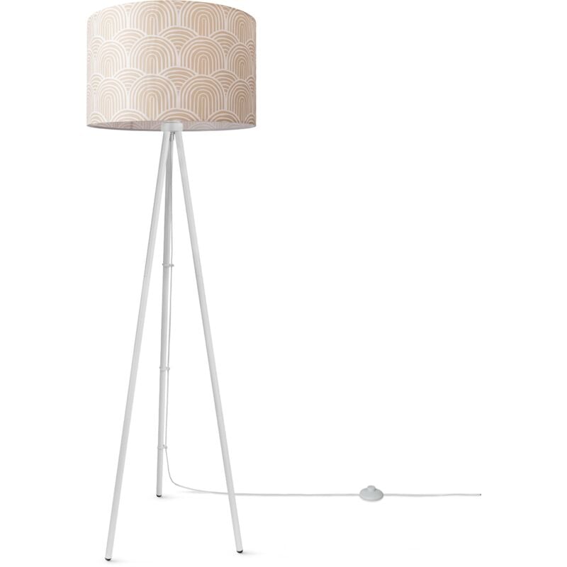 foto del prodotto paco home lampada da terra soggiorno paralume tessuto lampada da lettura astratta vintage design 7 45,5 cm , lampada da terra a treppiede bianca
