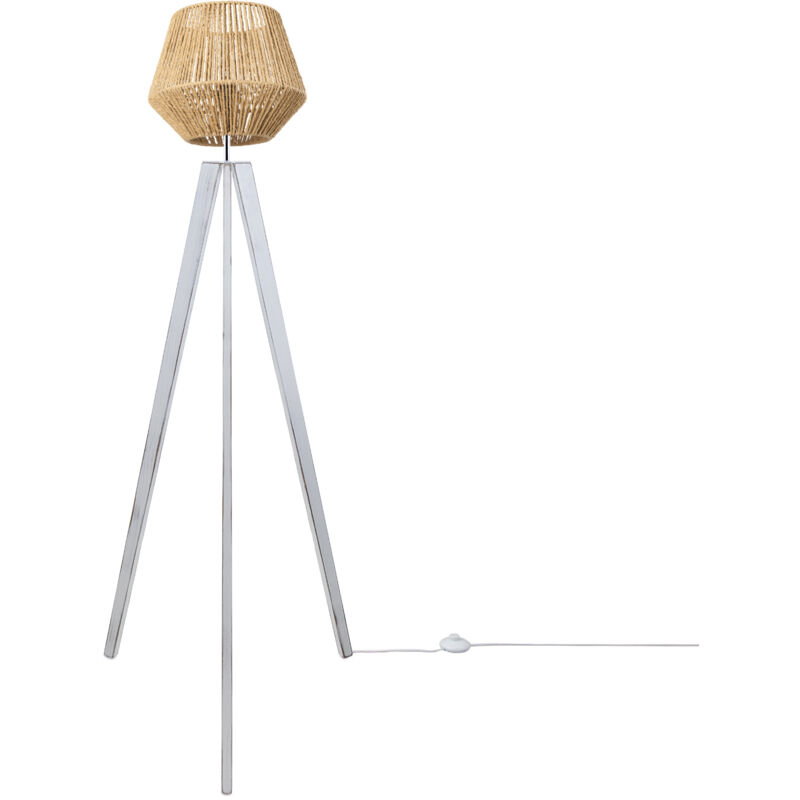 foto del prodotto paco home lampada terra moderna soggiorno camera letto effetto rattan cesto boho e27 beige 33 cm , lampada da terra bianco