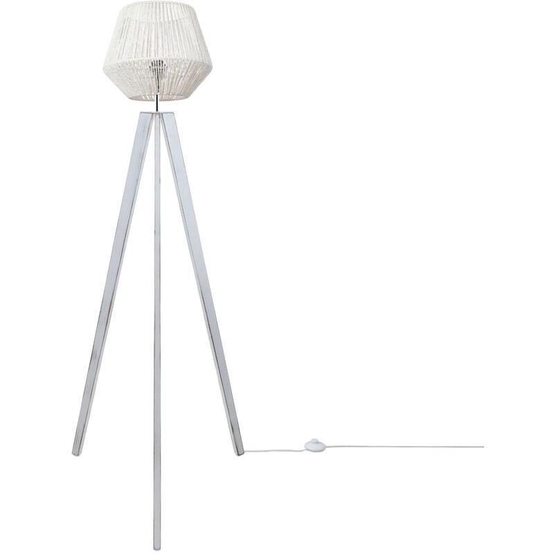 foto del prodotto paco home lampada terra moderna soggiorno camera letto effetto rattan cesto boho e27 bianco 33 cm , lampada da terra bianco