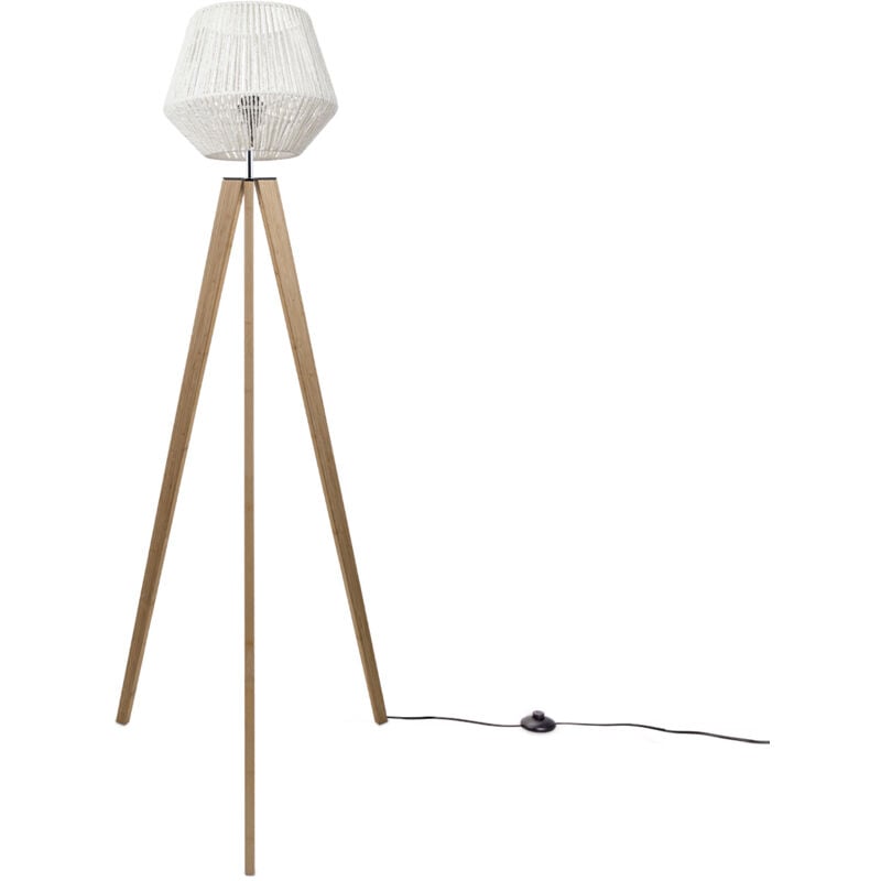 foto del prodotto paco home lampada terra moderna soggiorno camera letto effetto rattan cesto boho e27 bianco 33 cm , lampada da terra legna