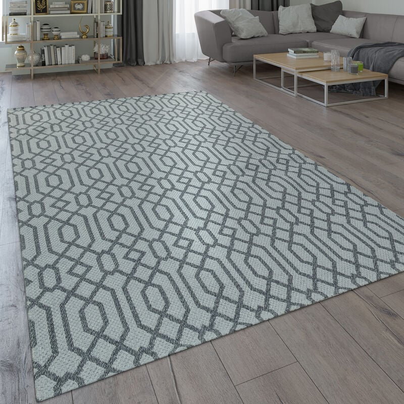 foto del prodotto paco home moderno tappeto dal tessuto piatto con motivo intessuto con look geometrico scandinavo, in grigio 120x160 cm