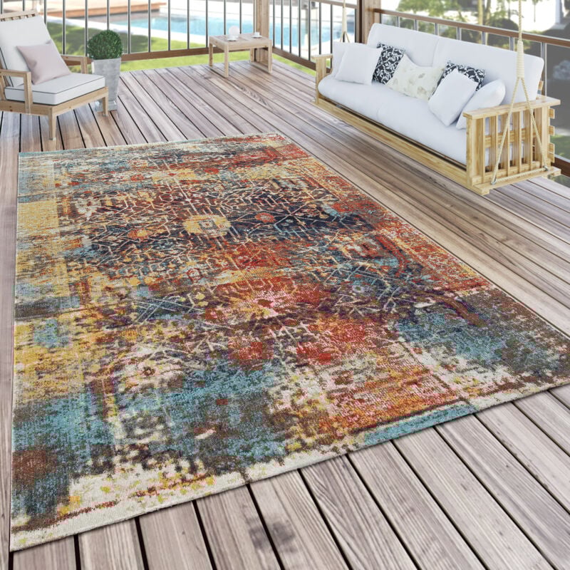 foto del prodotto paco home moderno tappeto per interni ed esterni con design nomade, per terrazzi, resistente alle intemperie, colorato 200x280 cm