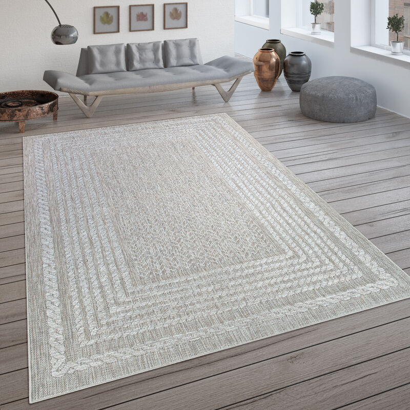 foto del prodotto paco home per interni ed esterni, piatto, con motivo scandinavo ed effetto sisal in crema 80x150 cm