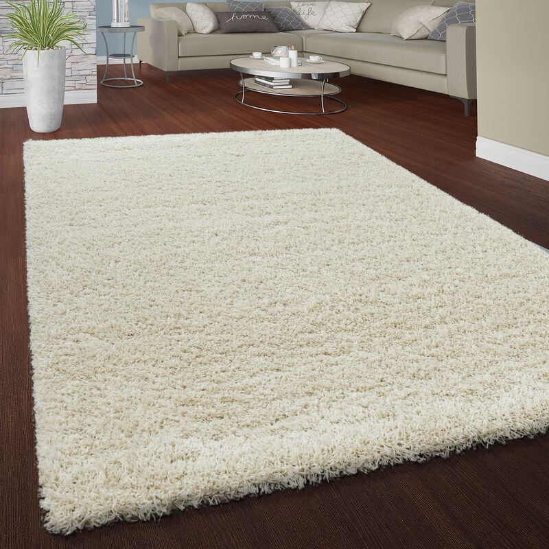 foto del prodotto paco home pile shaggy tappeto soffice morbido pelo lungo moderno universale colori crema 200 cm tondo