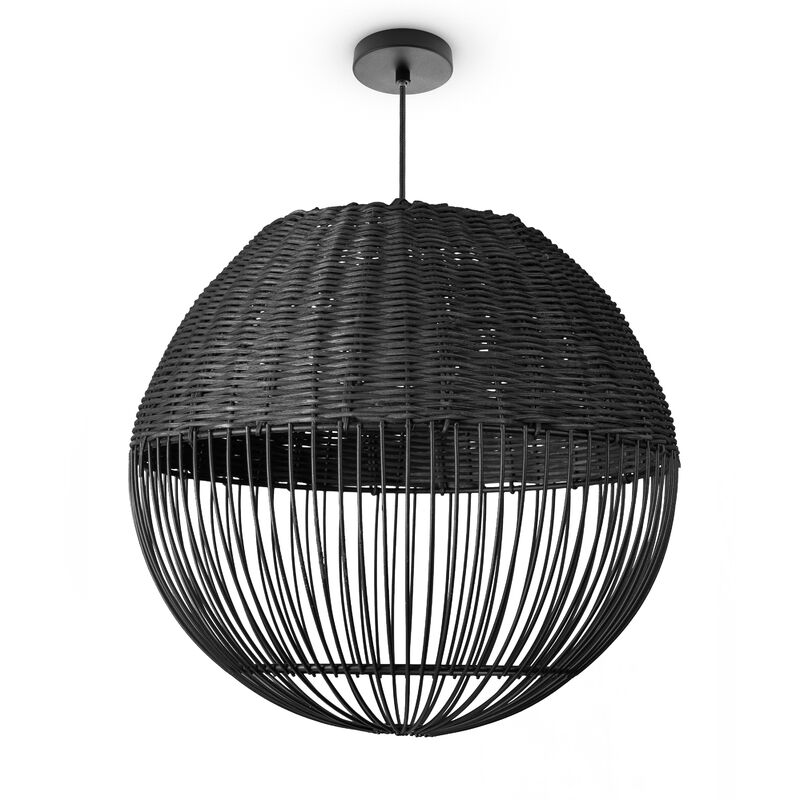 foto del prodotto paco home rattan sospensione soggiorno lampada da tavolo boho gabbia comodino metallo nero 30cm , luce a sospensione tipo 1
