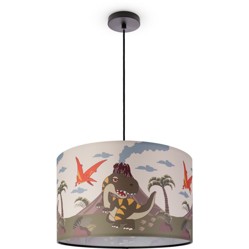 foto del prodotto paco home sospensione cameretta dei bambini paralume tessuto rotonda giungla luce a sospensione nero, design 3 45,5 cm 
