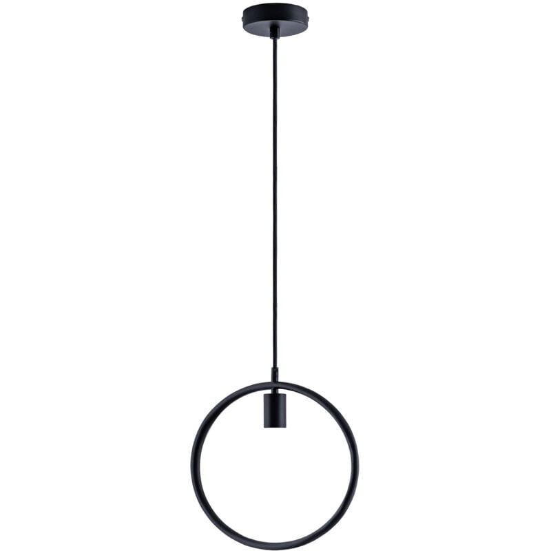 foto del prodotto paco home sospensione lampada sospesa sala pranzo rotonda anello 1,5m cavo regolabile e27 senza illuminante, nero