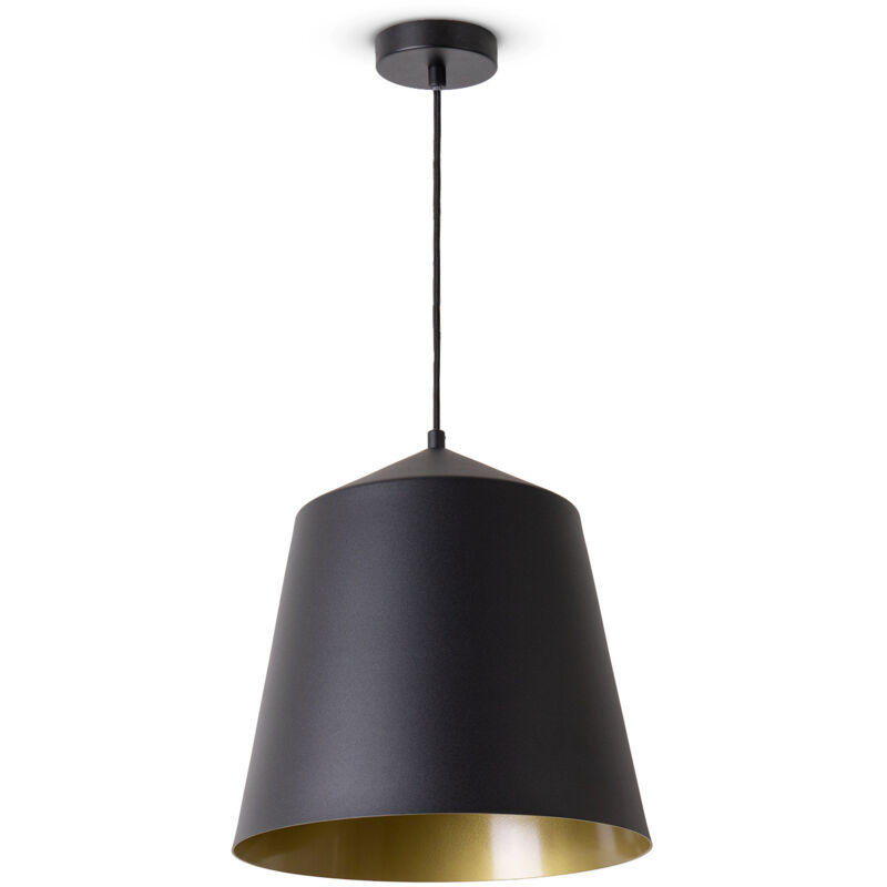 foto del prodotto paco home sospensione soggiorno tavolo da pranzo cucina paralume industriale luce a sospensione nero, ottone 32.5 cm 