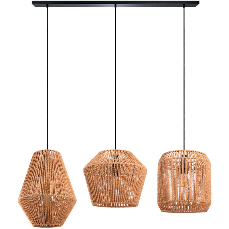 foto del prodotto paco home sospensione tavolo da pranzo cesto boho sala da pranzo lampada e27 rattan luce a sospensione nero, beige 28 30 33cm 