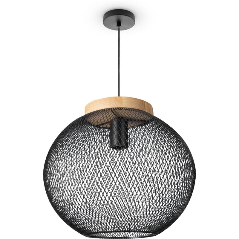 foto del prodotto paco home sospensione tavolo da pranzo lampada in vimini metallo cucina industriale e27 luce a sospensione tipo 1, nero legno 35 cm 