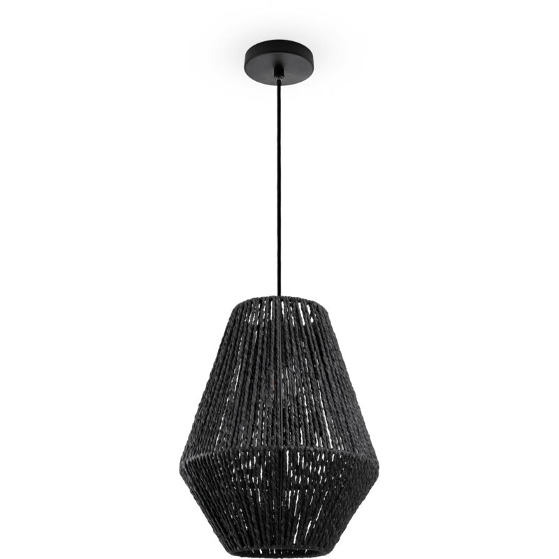 foto del prodotto paco home sospensione tavolo da pranzo sala da pranzo lampada e27 carta boho rattan luce a sospensione nero, nero 30cm 