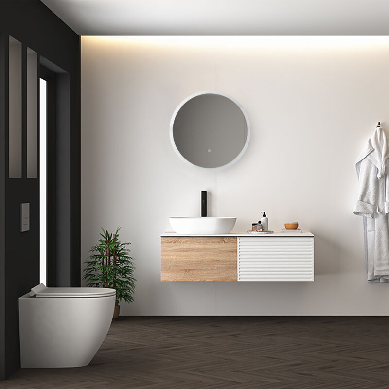 foto del prodotto paco home specchio specchio per trucco con luce bagno illuminazione indiretta tipo 7, rotondo 50 cm 