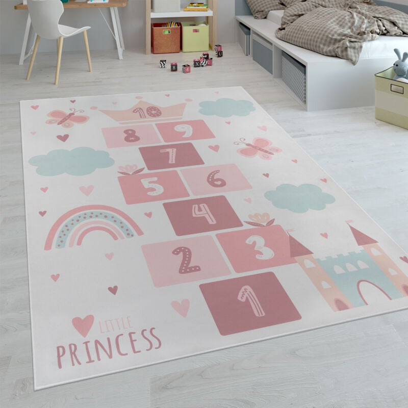 foto del prodotto paco home tappeti da gioco a pelo corto colorati per camerette dei bambini con diversi motivi 100x200 cm, crema 3