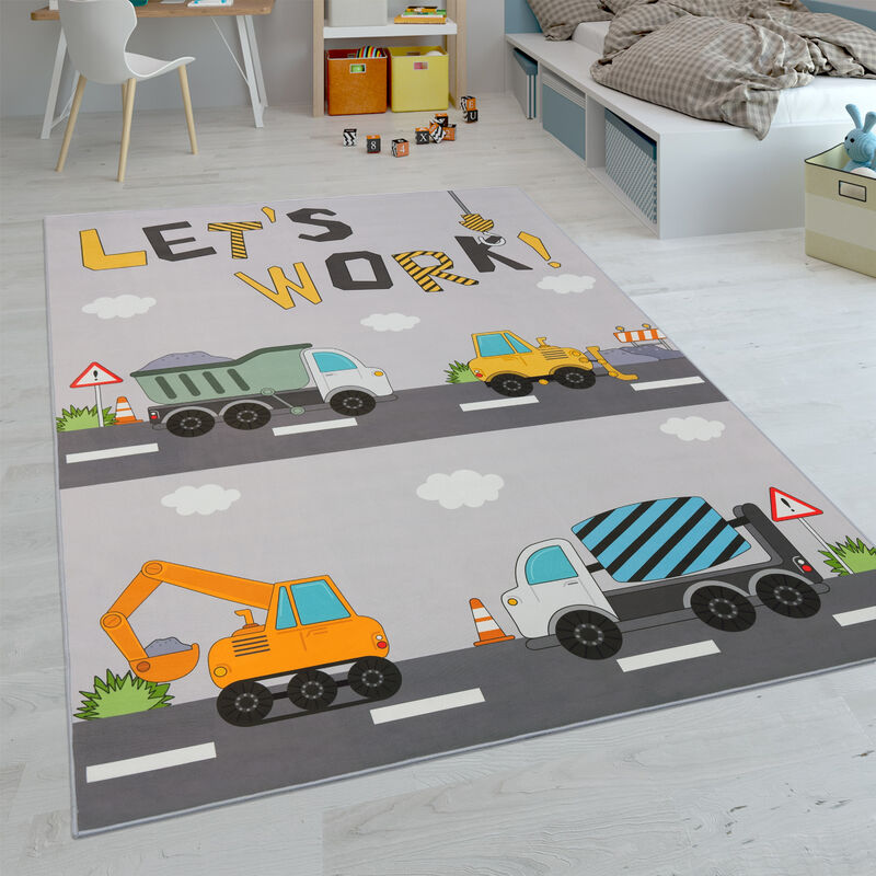 foto del prodotto paco home tappeti da gioco a pelo corto colorati per camerette dei bambini con diversi motivi 100x200 cm, grigio 2