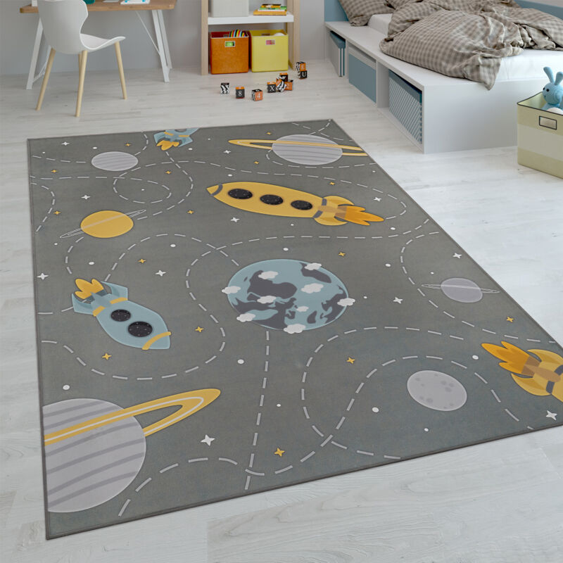 foto del prodotto paco home tappeti da gioco a pelo corto colorati per camerette dei bambini con diversi motivi 100x200 cm, grigio 5