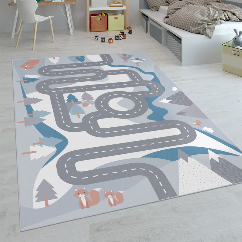 foto del prodotto paco home tappeti da gioco a pelo corto colorati per camerette dei bambini con diversi motivi 120x160 cm, crema