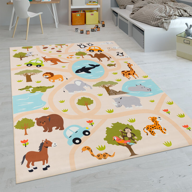foto del prodotto paco home tappeti da gioco a pelo corto colorati per camerette dei bambini con diversi motivi 80x150 cm, multicolore 2