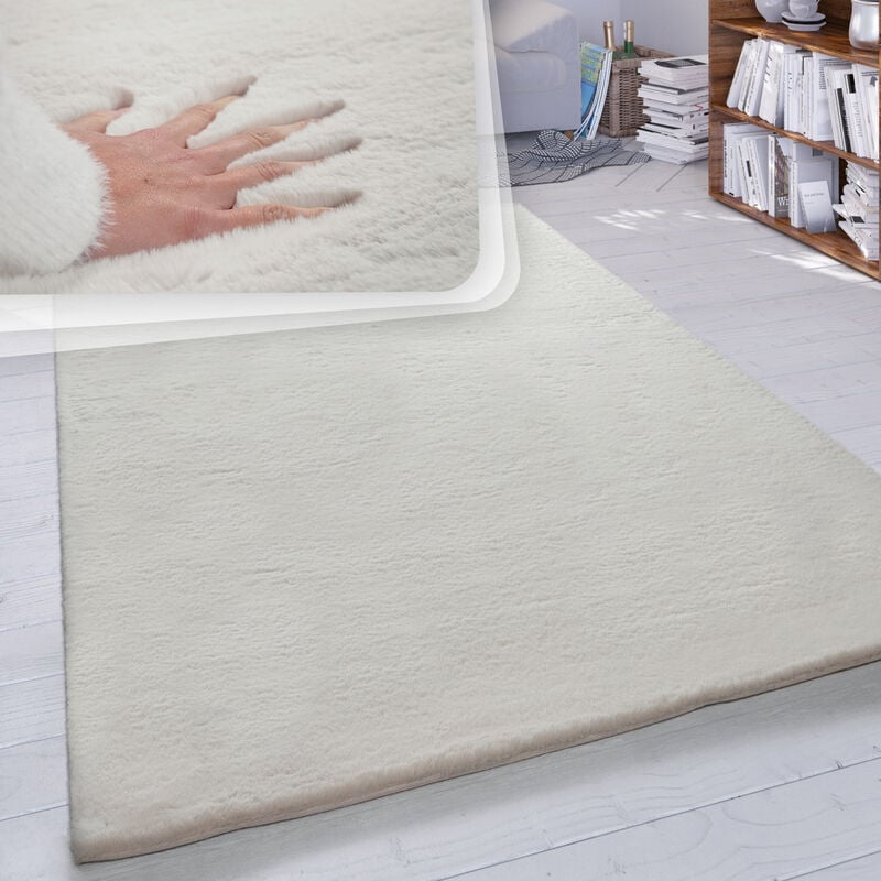 foto del prodotto paco home tappeto a pelo lungo per soggiorno in ecopelliccia ultrasoffice tinta unita in diversi colori e misure 120 cm tondo, crema