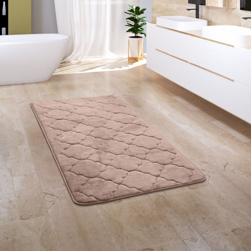 foto del prodotto paco home tappeto bagno tappetino da bagno zerbino morbido memory foam 3d beige, 50x80 cm