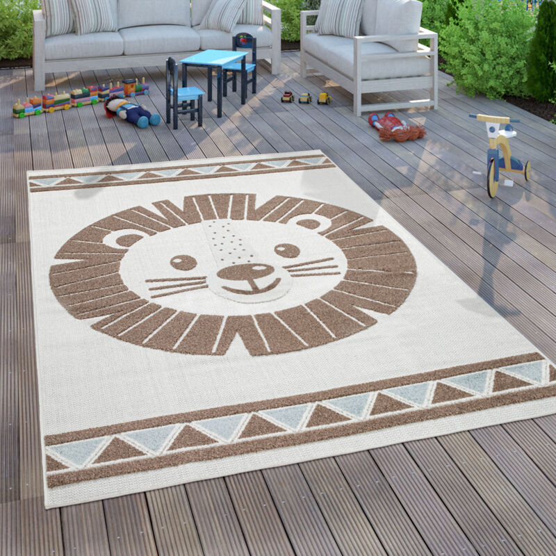 foto del prodotto paco home tappeto bambini cameretta tappeto da gioco ragazzo ragazza 3d leone beige 120x160 cm