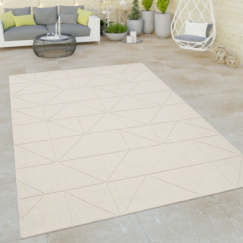 foto del prodotto paco home tappeto cucina da esterno salotto balcone terrazo astratto geometrico 3d crema crema 80x150 cm