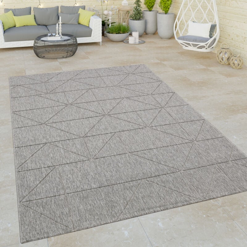 foto del prodotto paco home tappeto cucina da esterno salotto balcone terrazo astratto geometrico 3d grigio grigio 160x230 cm