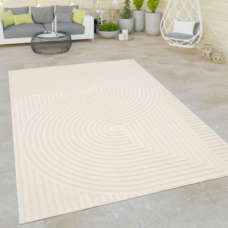 foto del prodotto paco home tappeto cucina da esterno salotto moderno balcone astratto a righe 3d crema crema 80x150 cm