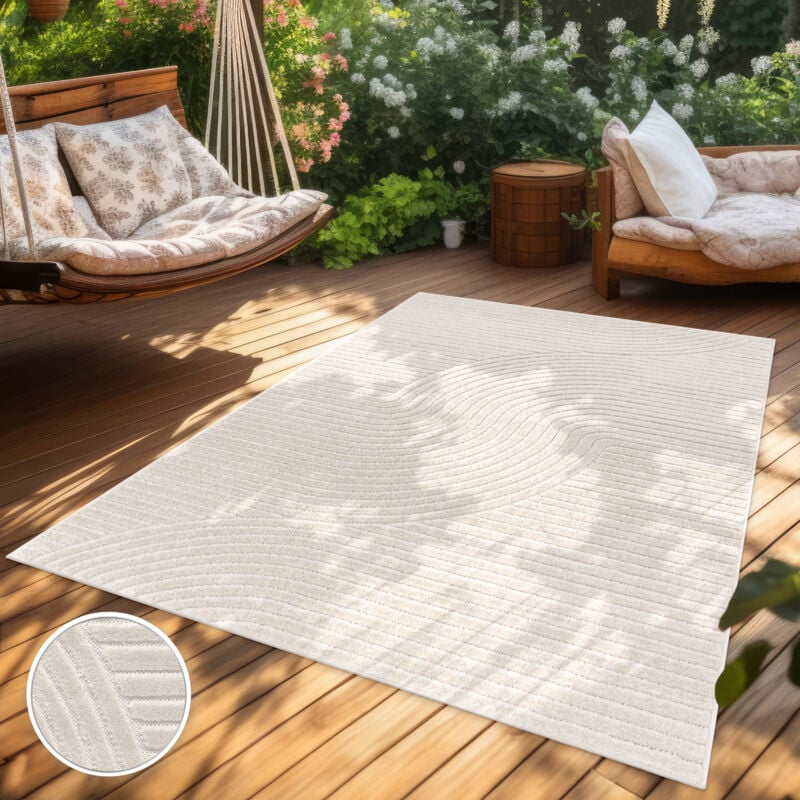 foto del prodotto paco home tappeto cucina da esterno salotto moderno balcone scandinavo boho monocolore 160x230 cm, crema 2