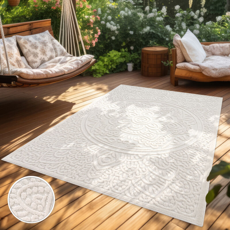 foto del prodotto paco home tappeto cucina da esterno salotto moderno balcone scandinavo boho monocolore 160x230 cm, crema 3