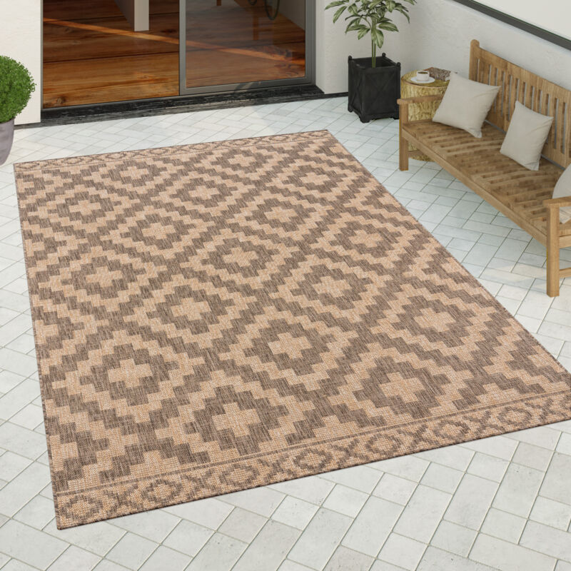 foto del prodotto paco home tappeto cucina da esterno salotto moderno balcone terrazo scandinavo geometrico beige, 120x160 cm
