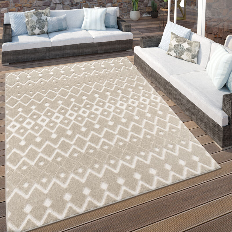 foto del prodotto paco home tappeto cucina da esterno salotto terrazo boho scandinavo geometrico 3d beige 160x230 cm