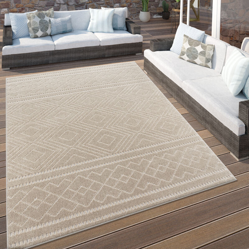 foto del prodotto paco home tappeto cucina da esterno salotto terrazo scandinavo geometrico boho beige 60x100 cm