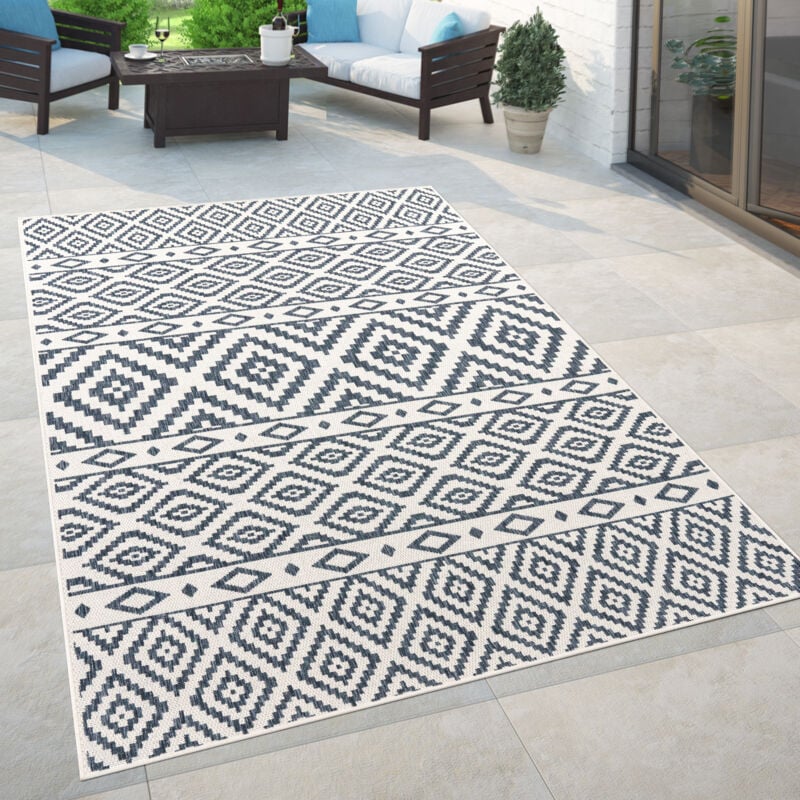 foto del prodotto paco home tappeto da interno ed esterno, per balcone e terrazza con design skandi, in blu 200x280 cm