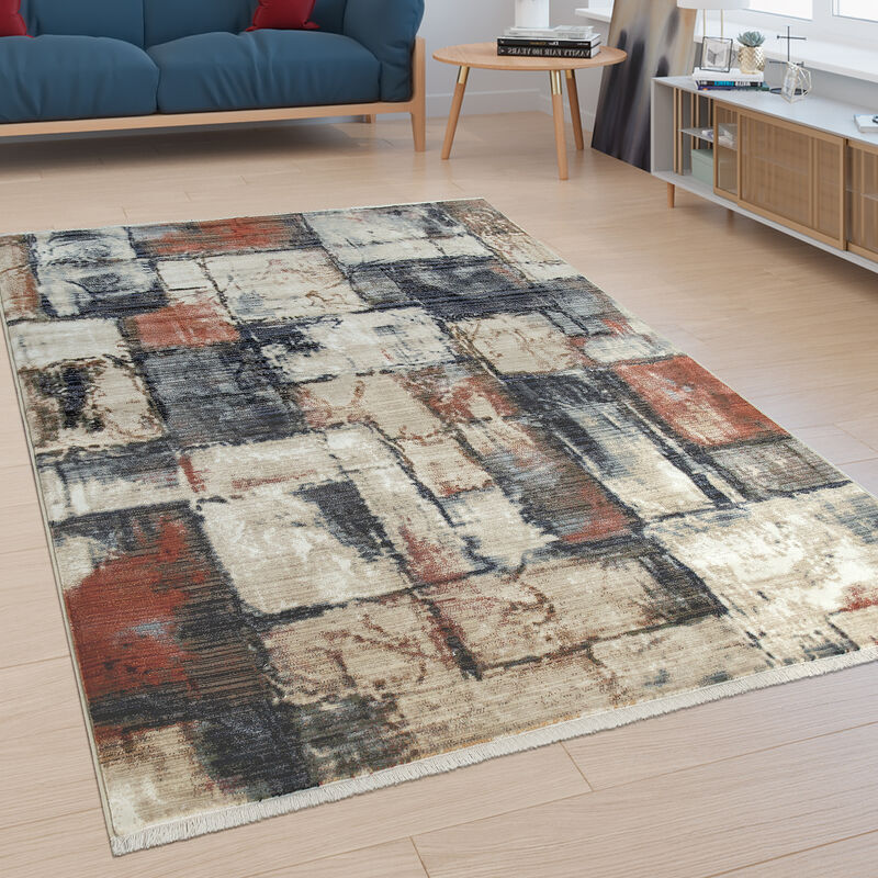 foto del prodotto paco home tappeto da soggiorno a pelo corto dal moderno design astratto con effetto mosaico colorato 120x170 cm
