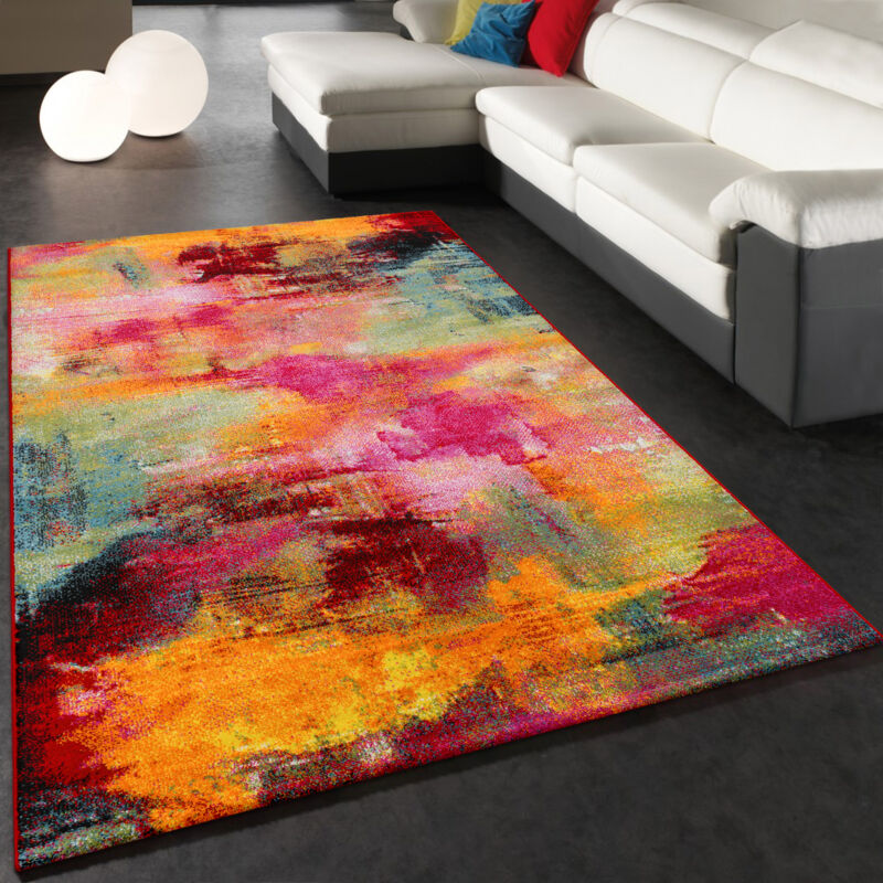 foto del prodotto paco home tappeto dal design moderno e motivo tela m lange verde, blu, rosso, giallo 240x330 cm