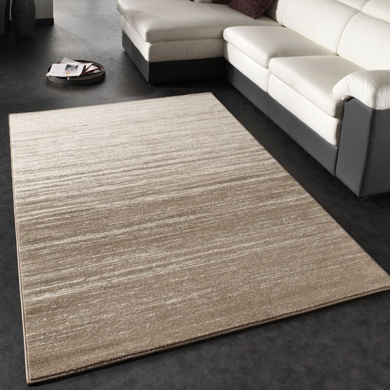 foto del prodotto paco home tappeto di design moderno a pelo corto con sfumatura crema beige 60x110 cm