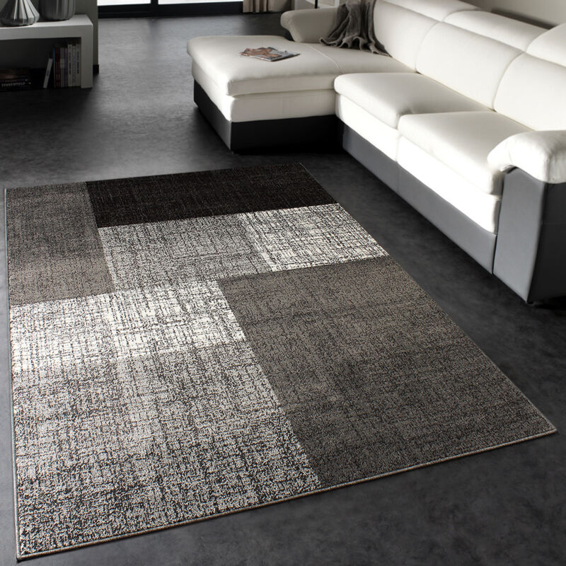 foto del prodotto paco home tappeto di design moderno a quadri miscela grigiore marrone crema 60x110 cm