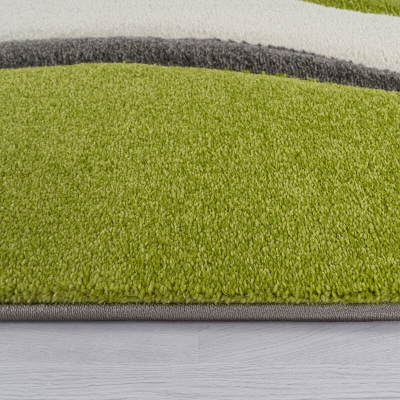 foto del prodotto paco home tappeto di design orlo a quadri nei colori bianco verde grigio nero 80x300 cm