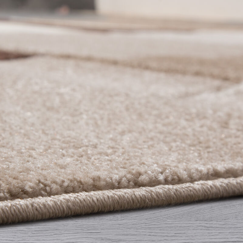 foto del prodotto paco home tappeto di design orlo modello a quadri nei colori marrone beige crema 80x300 cm