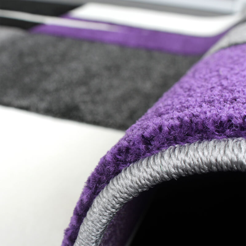 foto del prodotto paco home tappeto di design orlo modello a quadri nei colori viola bianco nero grigio 80x300 cm