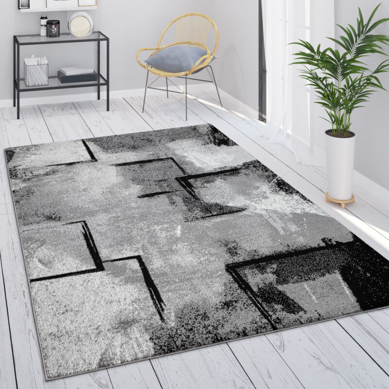 foto del prodotto paco home tappeto grigio salotto vintage pelo corto motivo geometrico astratto 60x100 cm, grigio 7