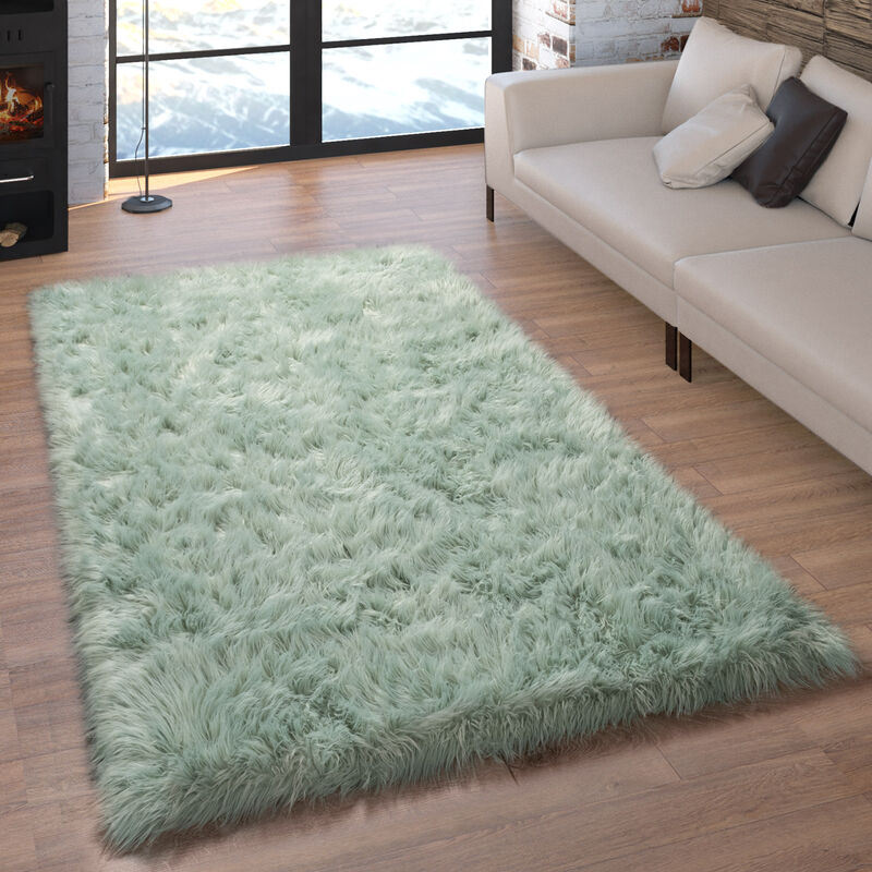 foto del prodotto paco home tappeto in ecopelliccia, cuscini, a cuore, rotondo, in diverse forme, verde 60x100 cm