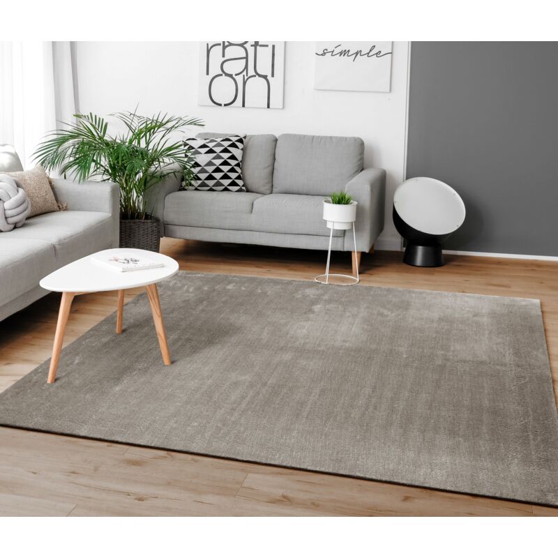 foto del prodotto paco home tappeto moderno per soggiorno a pelo corto lavabile morbido uni effetto pelliccia antiscivolo 60x100 cm, grigio