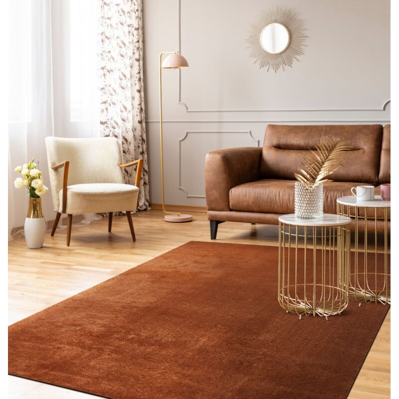 foto del prodotto paco home tappeto moderno per soggiorno a pelo corto lavabile morbido uni effetto pelliccia antiscivolo 60x100 cm, rame
