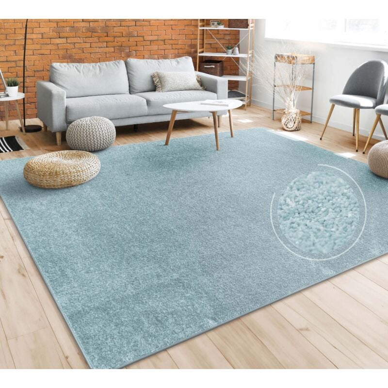 foto del prodotto paco home tappeto pelo corto lavabile, monocolore semplice e moderno, div. misure e colori 60x100 cm, turchese