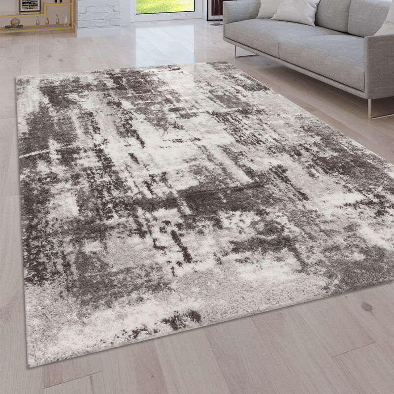 foto del prodotto paco home tappeto pelo lungo salotto moderno shaggy moderno vintage motivo astratto grigio, 120x160 cm